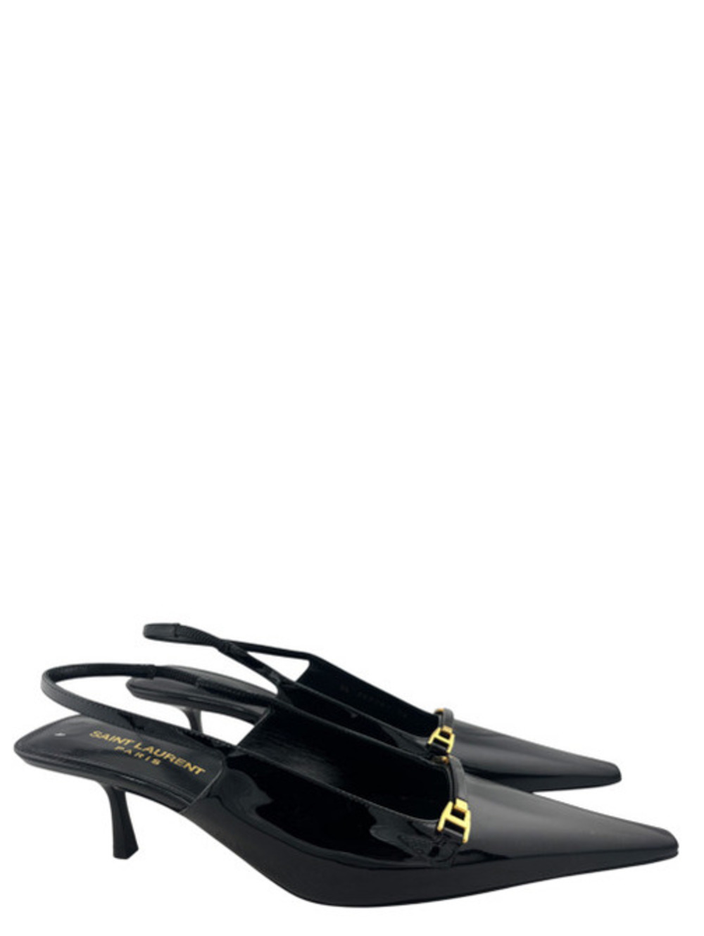 Saint Laurent Carine Black Patent Leather Slingbacks 37